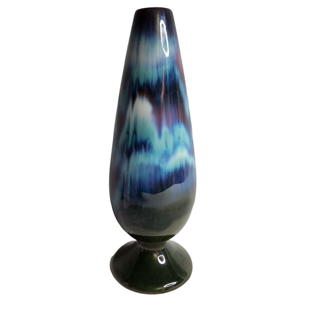 Vintage 8.5" Drip Glazed Footed Bud Vase Canadian Ceramic RC Canada